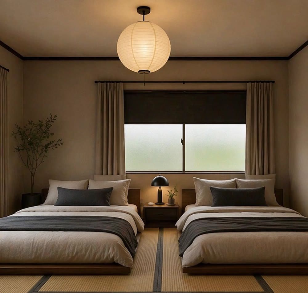 Design render: the double-bed tatami room